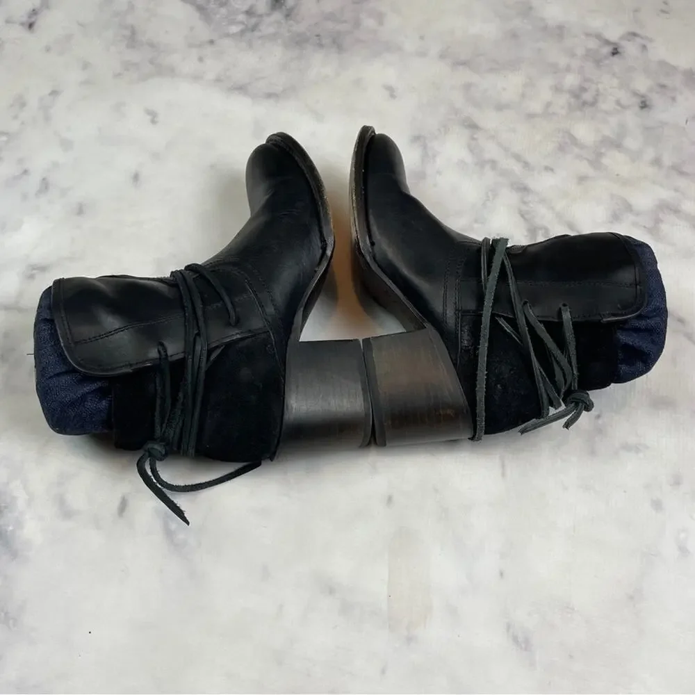 Freebird by Steven Casey Black Wrap Strap Ankle Booties Boho Festival Sz 8
